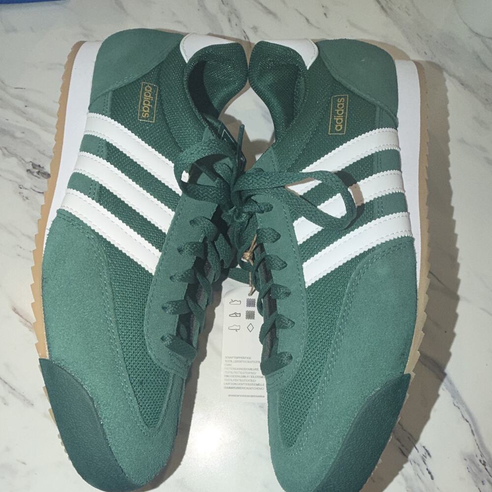 adidas Men's Low Top Lace-Up Athletic Sneakers Green/White Rubber Outsole - Picture 2 of 4